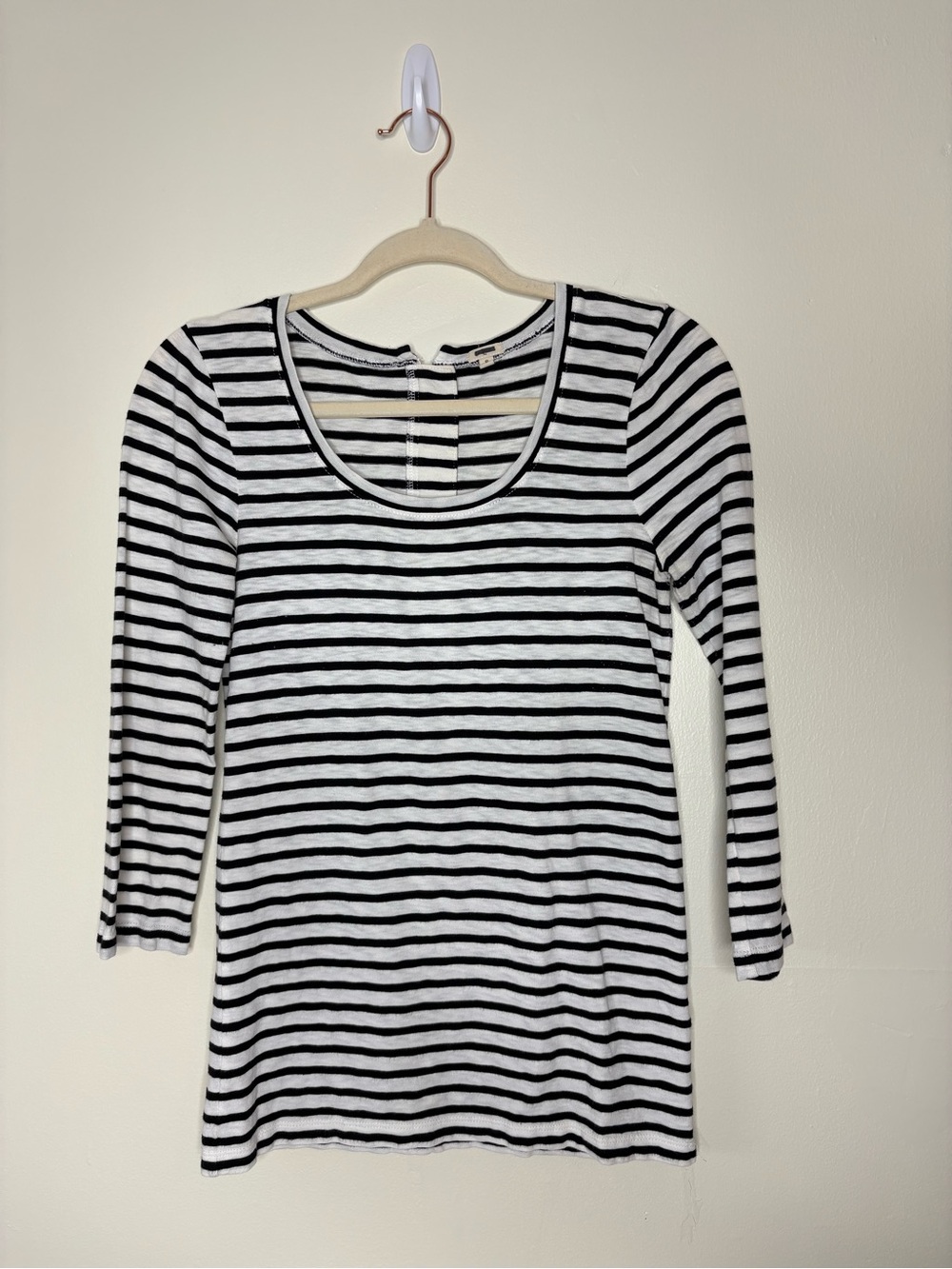 J. Crew black and white striped knit top S
